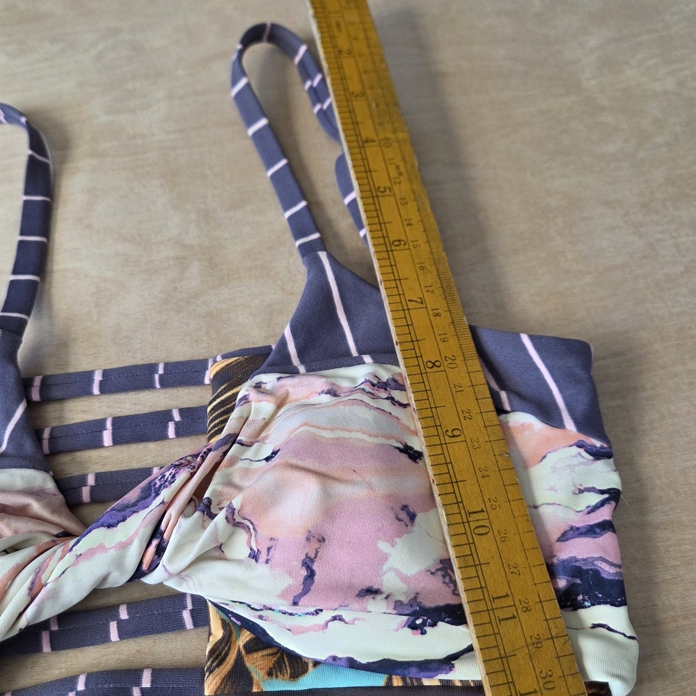 Maaji Yellow Peach Floral Twist Front Strappy Swim Bikini Top - Picture 10 of 10